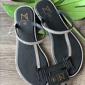 Material Girl Rhinestone Black Sandals